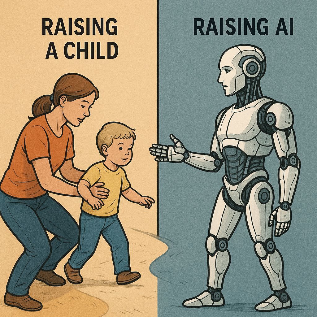 Raising a child vs raising AI